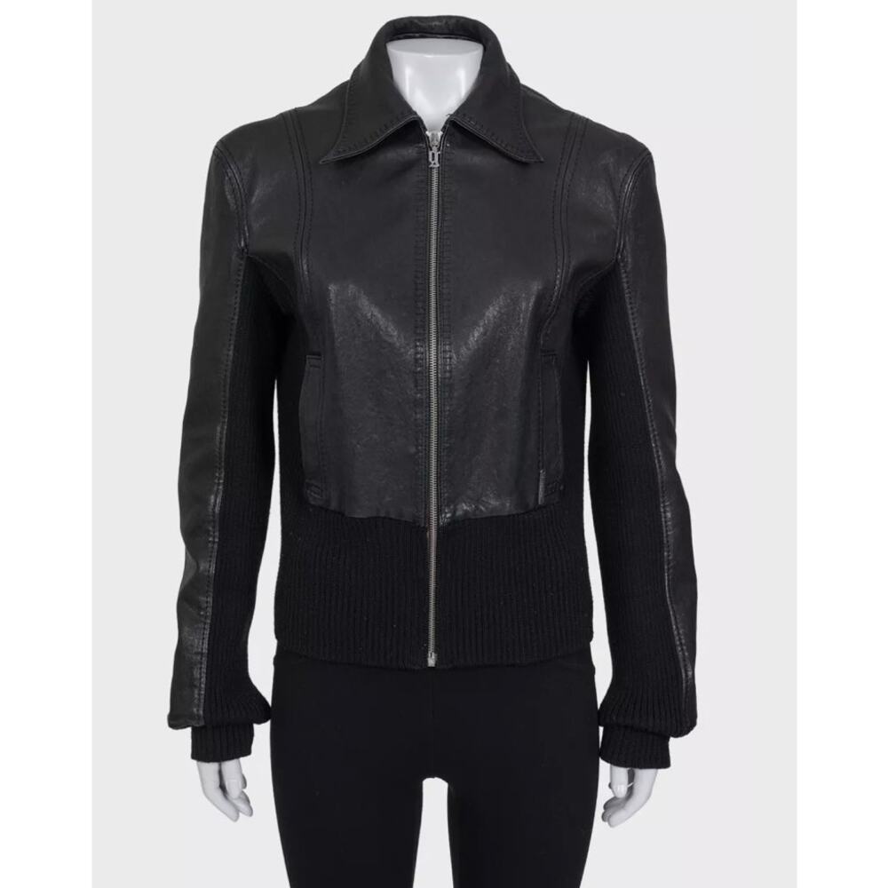 John Galliano Black Embroidered Leather Jacket EU34/XS